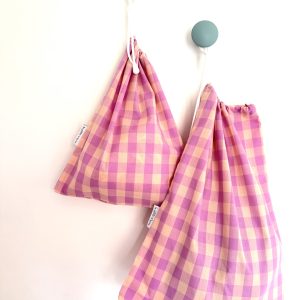 Conjunto de bolsitas vichy rosa y salmón