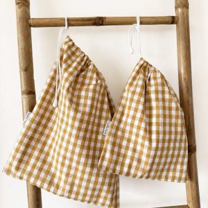 Conjunto bolsitas vichy mostaza - impermeables interior