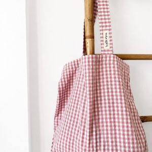 Tote cuadrada vichy rosa